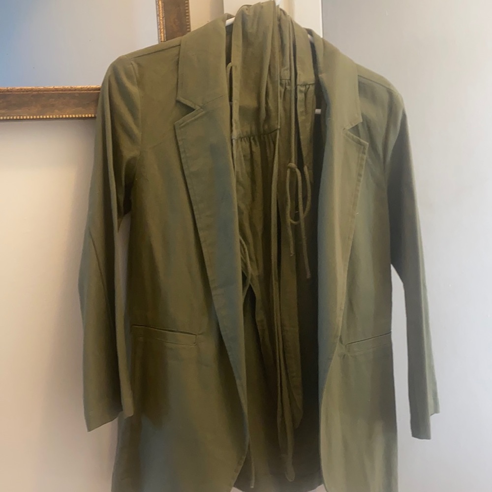 Urban Outfitters army green linen blazer with bralette top